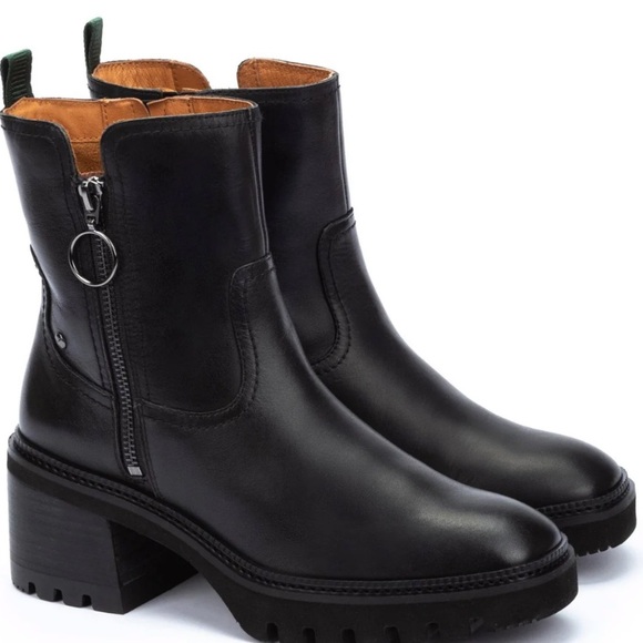 PIKOLINOS Valladolid Lug Zip Leather Mid-Heel Ankle Boot Size 42 Or Us 11-11.5 - Picture 1 of 5